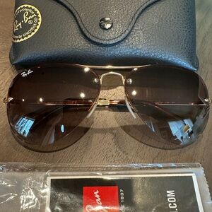Ray-Ban Gold and Brown Aviator Sunglasses